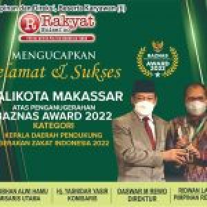 Wali Kota Makassar Dianugerahi Penghargaan Baznas Award 2022