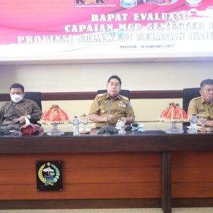 Bersama KPK, Sekda Sulsel Pimpin Rapat Evaluasi Capaian MCP Semester I