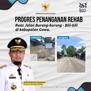 Gubernur Posting Progres Pengerjaan Rehab Ruas Burung-burung – Bili-bili, Netizen: Alhamdulillah