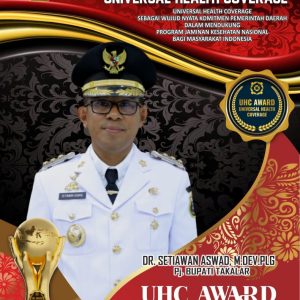 95 Persen Kesehatan Warga Tercover, Pj Bupati Takalar Peroleh Penghargaan UHC Award 2023