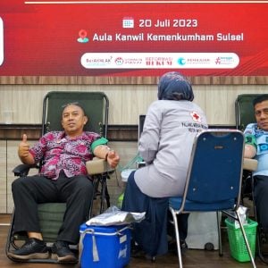 Donor Darah Kanwil Kemenkumham Sulsel, PMI Berhasil Kumpulkan 132 Kantong