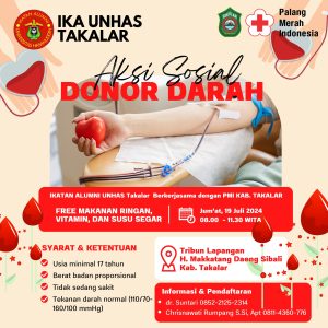 IKA Unhas Takalar Akan Adakan Donor Darah di Lapangan Makkatang Daeng Sibali