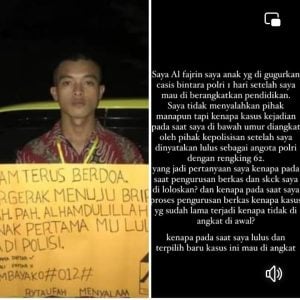 Viral di Medsos, Casis Bintara Polri Asal Mamuju Dibatalkan Kelulusan