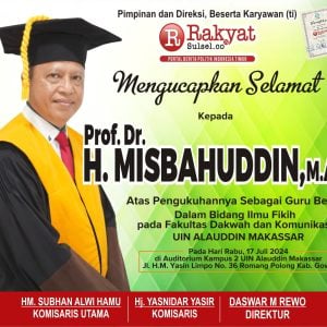 Prof. Dr. H. Misbahuddin, M.Ag Dikukuhkan Sebagai Guru Besar dalam Bidang Ilmu Fikih