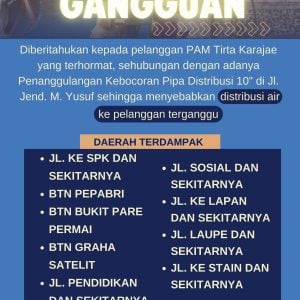 PAM Tirta Karajae Benahi Pipa Distribusi Air Terganggu di Sejumlah Wilayah Terdampak