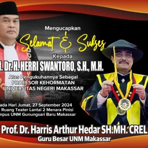 Prof Herri Swantoro Raih Gelar Guru Besar Kehormatan Bidang Ilmu Administrasi Publik di UNM