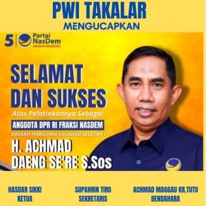 Ahmad Daeng Se’re  Dilantik Anggota DPR RI, PWI Takalar Ucapkan Selamat