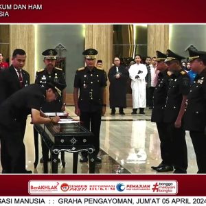 Kanwil Kemenkumham Sulsel Ikuti Pelantikan Pejabat Pimti Madya Kemenkumham RI Secara Daring